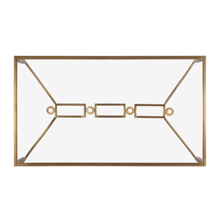 Cortona Antiqued Brass Rectangular Metal & Glass Coffee Table