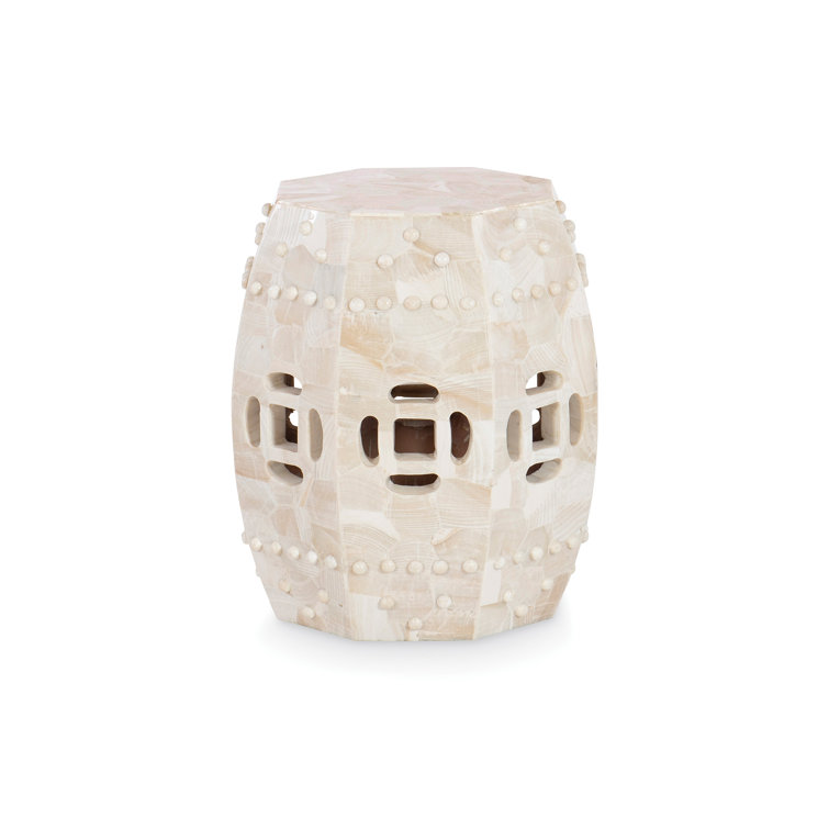 Luxurious White Clam Stone Round Qing End Table