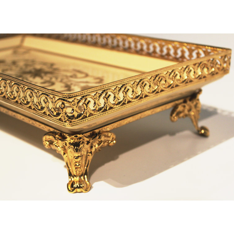 Hand-Painted Gold Porcelain Decorative Tray