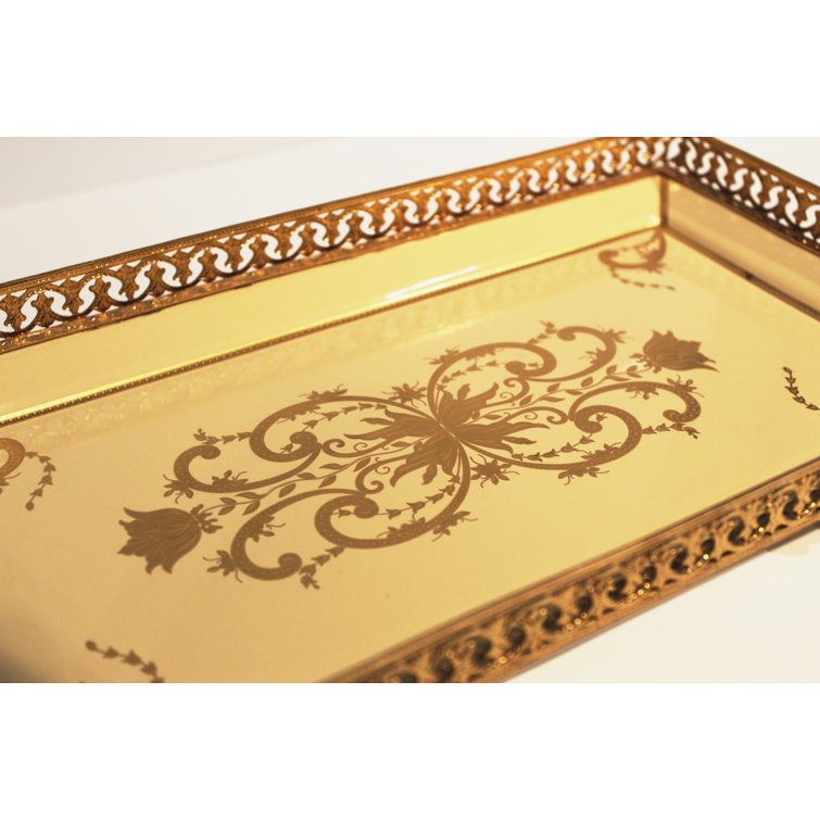 Hand-Painted Gold Porcelain Decorative Tray