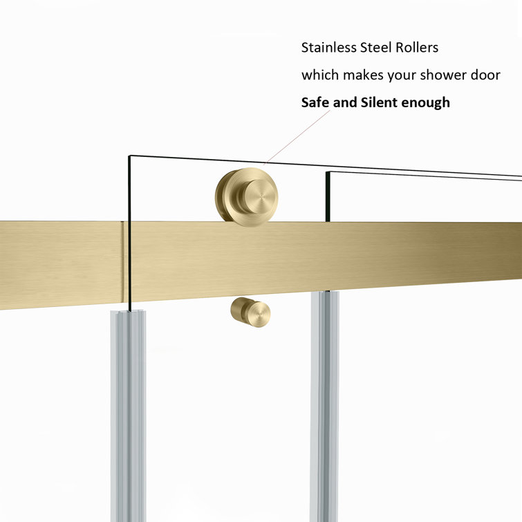Gold and Clear Tempered Glass Frameless Shower Door
