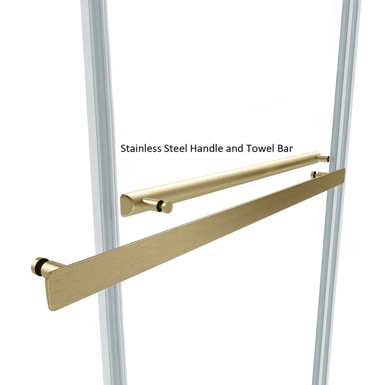 Gold and Clear Tempered Glass Frameless Shower Door