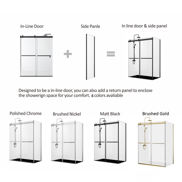 Spezia 64" x 76" Frameless Double Sliding Shower Door in Chrome