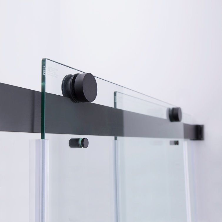 Spezia Matte Black Frameless Double Sliding Shower Door