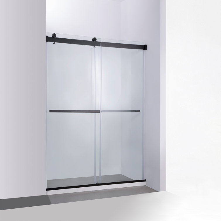 Spezia 56" Matte Black Frameless Glass Shower Door