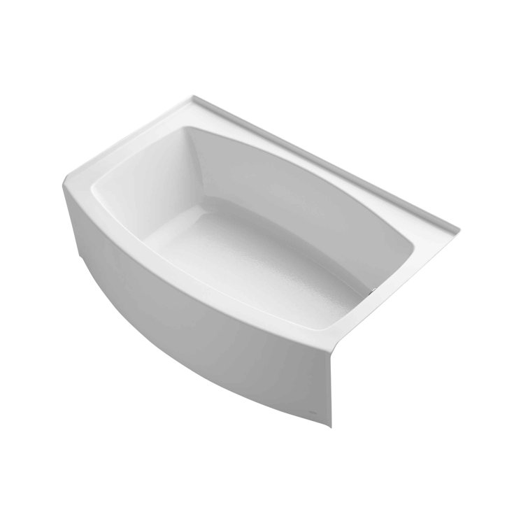 Expanse 60-Inch White Acrylic Alcove Bathtub with Curved Apron