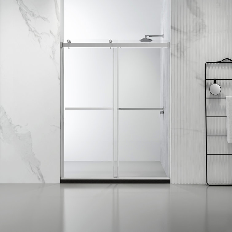 Spezia 64" x 76" Frameless Double Sliding Shower Door in Chrome