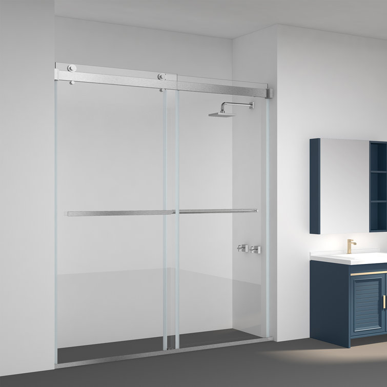 Spezia 68" Nickel Double Sliding Frameless Glass Shower Door