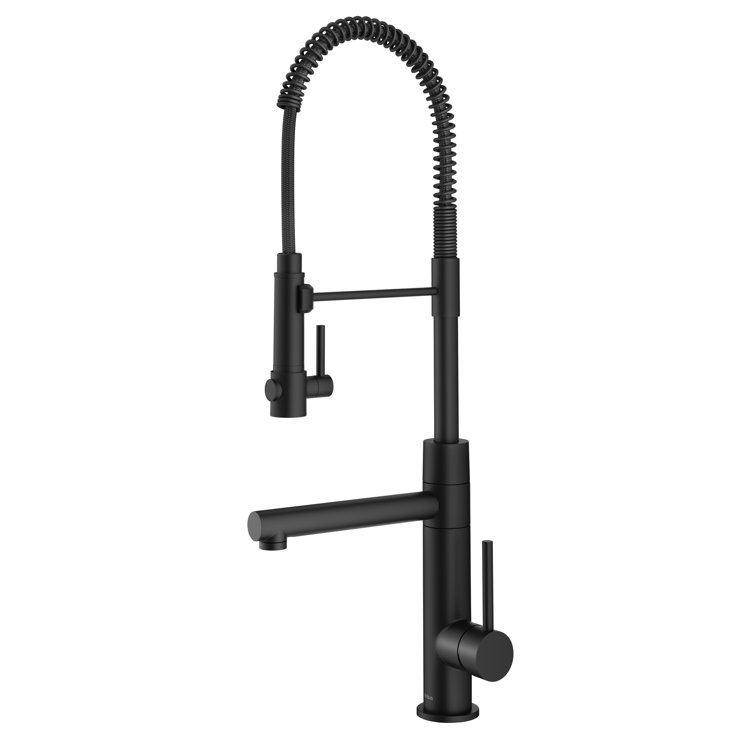 Stainless Steel and Matte Black Pull-Down Kitchen Faucet
