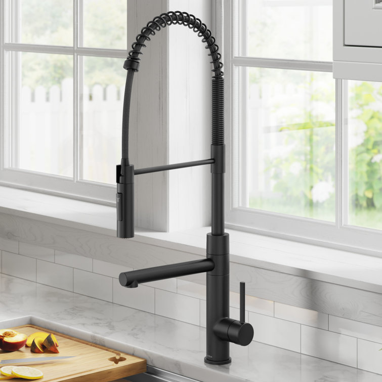 Matte Black Commercial Style Pull-Down Kitchen Faucet with Pot Filler