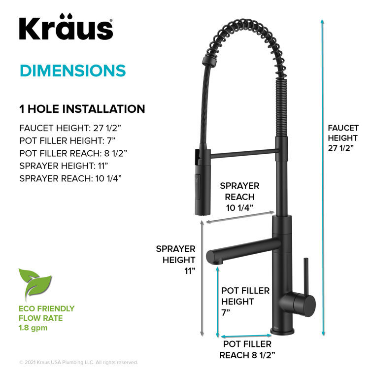 Matte Black Commercial Style Pull-Down Kitchen Faucet with Pot Filler