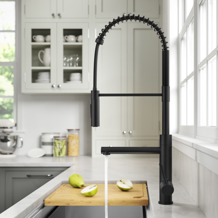 Matte Black Commercial Style Pull-Down Kitchen Faucet with Pot Filler