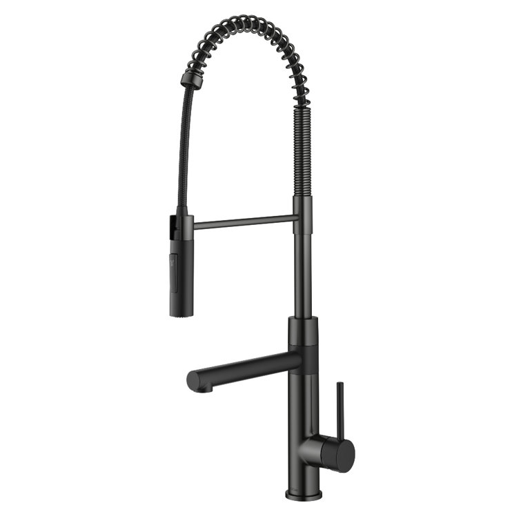 Matte Black Stainless Steel Pull-Down Kitchen Faucet with Pot Filler