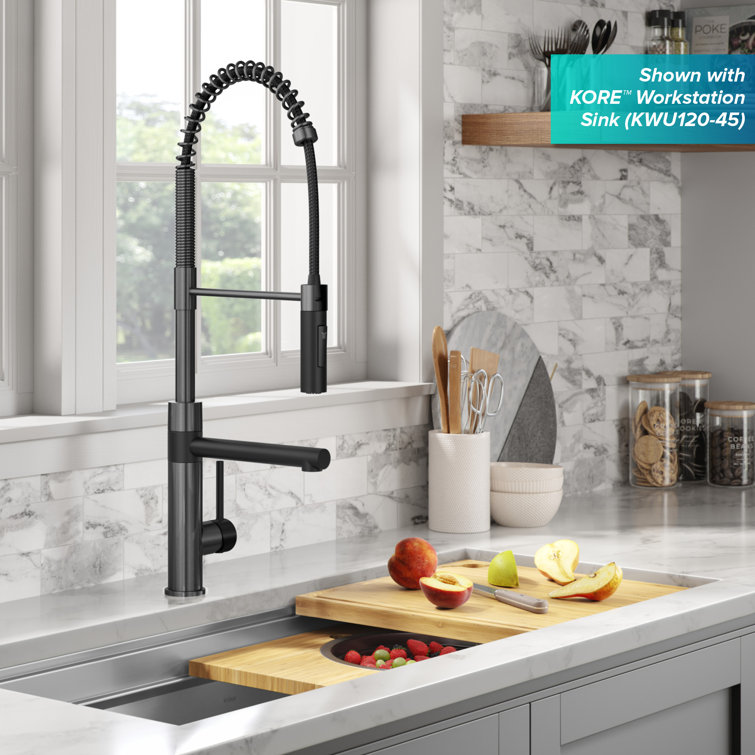Matte Black Stainless Steel Pull-Down Kitchen Faucet with Pot Filler