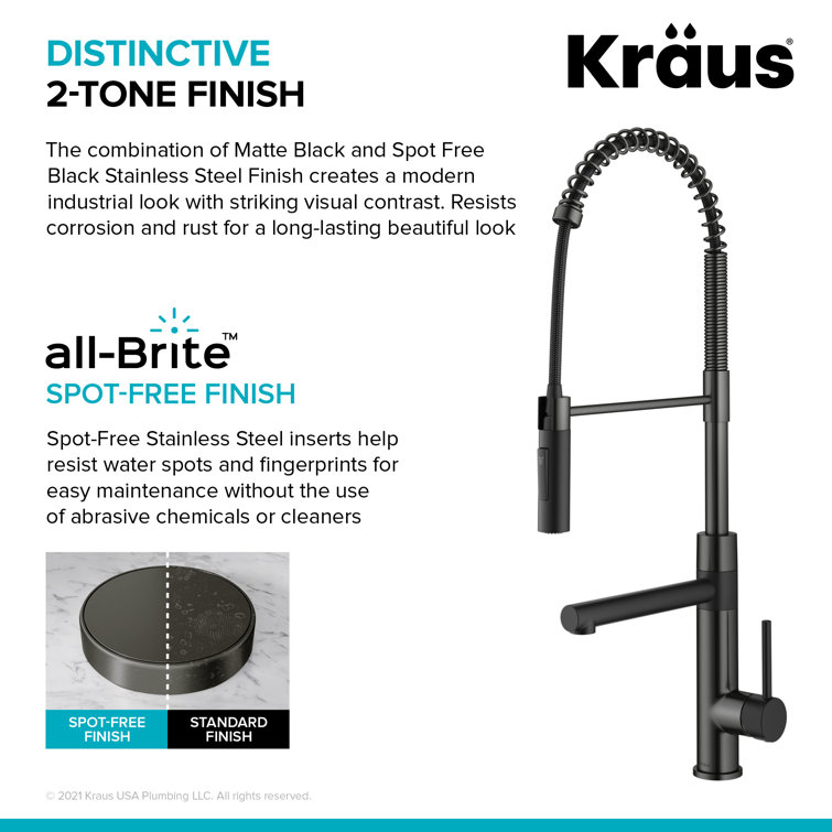 Matte Black Stainless Steel Pull-Down Kitchen Faucet with Pot Filler