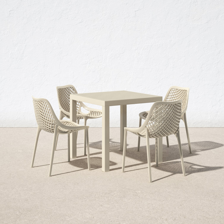 Taupe Square 4-Person Plastic Outdoor Dining Set