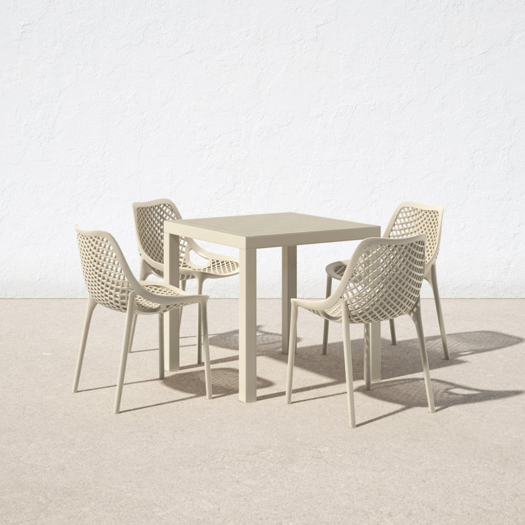 Taupe Square 4-Person Plastic Outdoor Dining Set