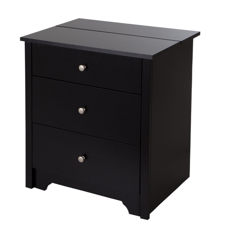 Black 2-Drawer Nightstand with Charging Station