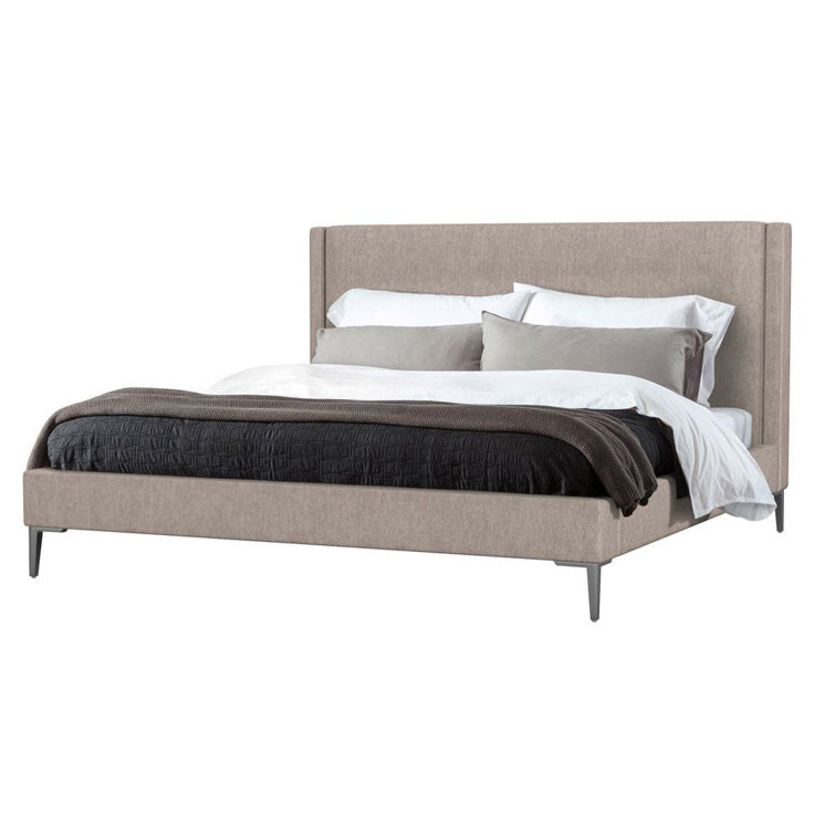 Izzy Bungalow Pewter King Upholstered Metal Platform Bed