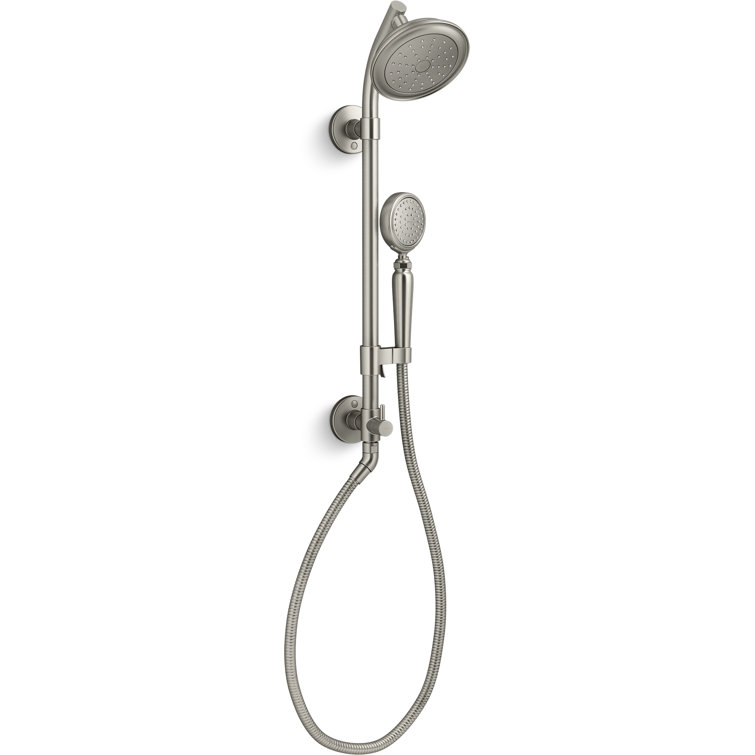 Hydrorail-S Brushed Nickel Adjustable Shower System with Aeration