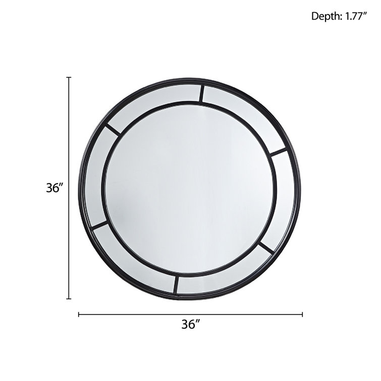 Katonah Round Black Iron Framed Wall Mirror