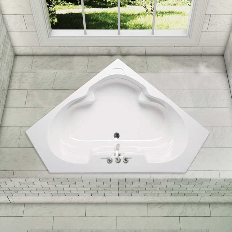 White Acrylic Corner Drop-In Air Jet Bathtub