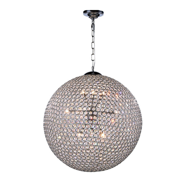 Chrome Crystal Globe 12-Light Sphere Pendant
