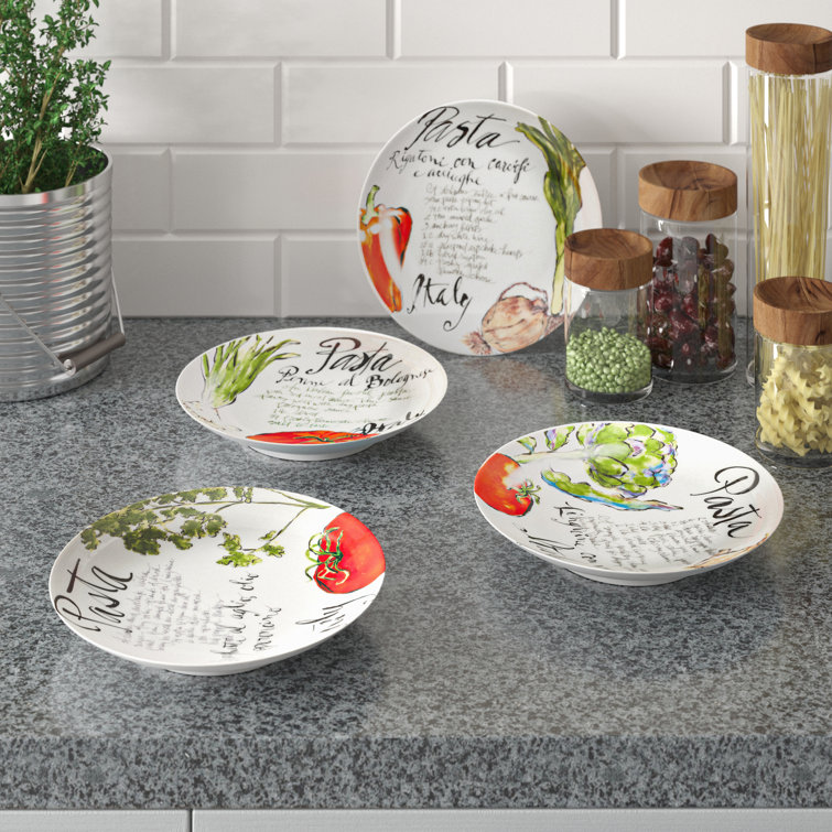 Pasta Italiana 20 oz. Hand-Drawn Porcelain Pasta Bowls