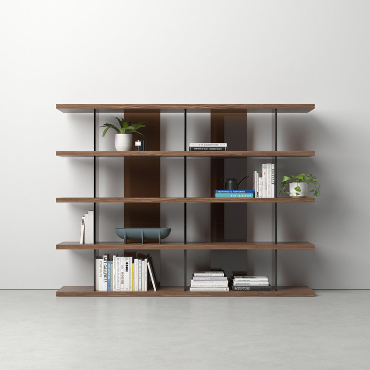 Greenwich Walnut Veneer 78'' Wide Bookcase with Doors
