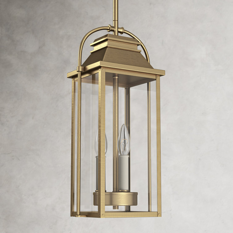 Distressed Brass and Glass Outdoor Hanging Lantern