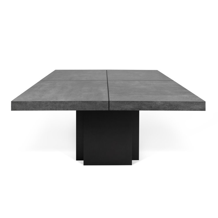 Concrete Melamine Pure Black Industrial Square Dining Table