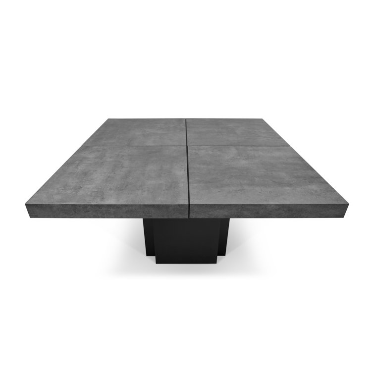 Concrete Melamine Pure Black Industrial Square Dining Table