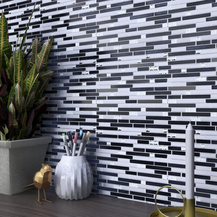 Dark Blue Glass Micro-Beveled Mosaic Wall Tile