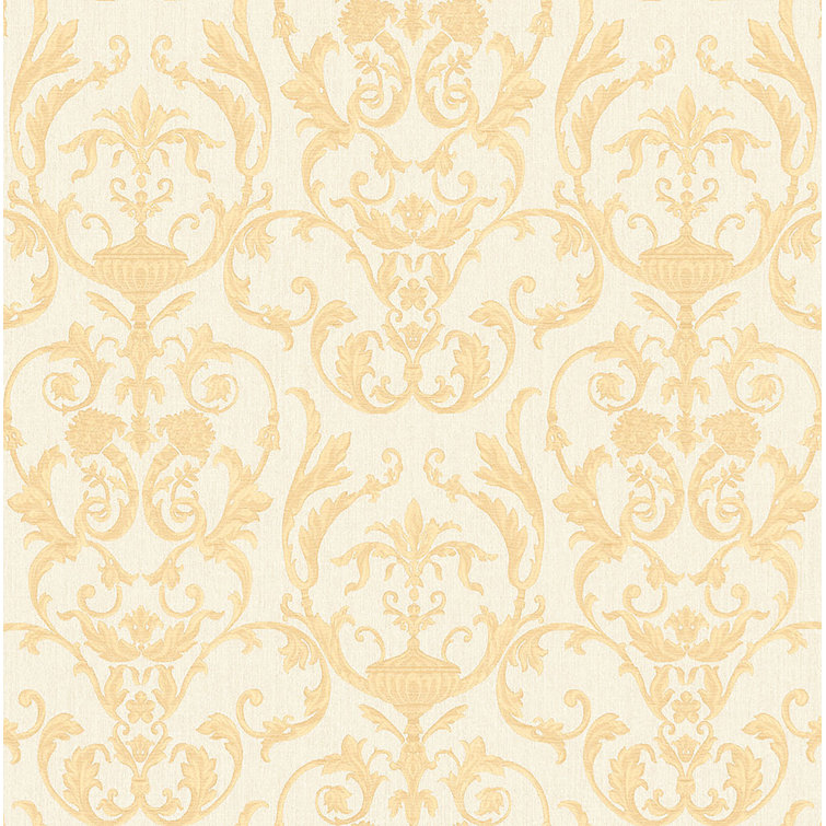 Grey 3D Embossed Damask Non-Pasted Vinyl Wallpaper Roll