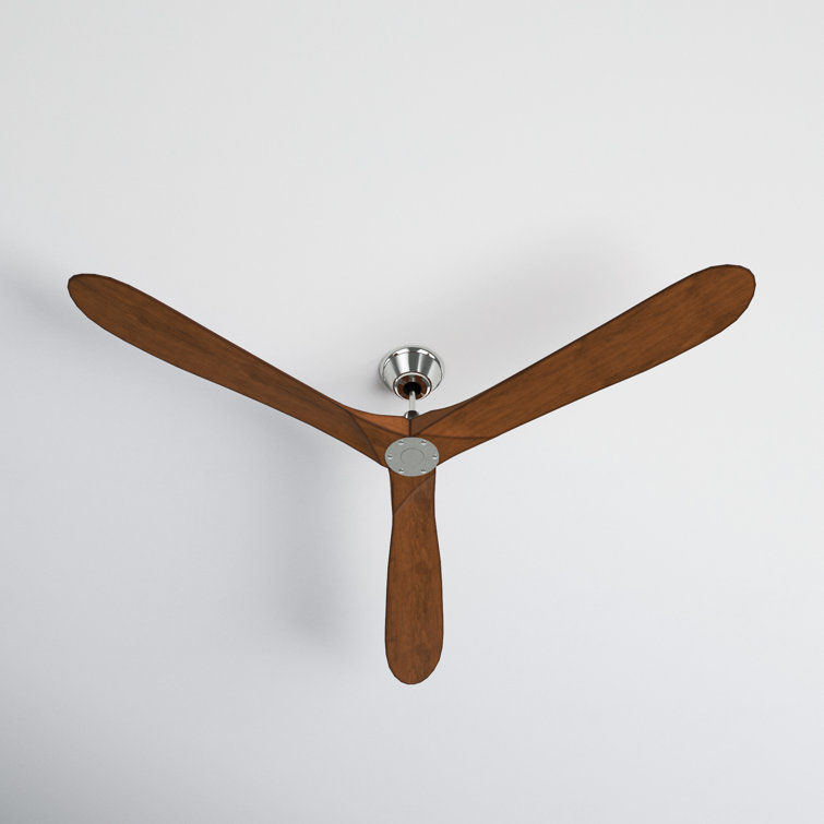 Matte White 88" Ceiling Fan with Brushed Steel and Koa Blades