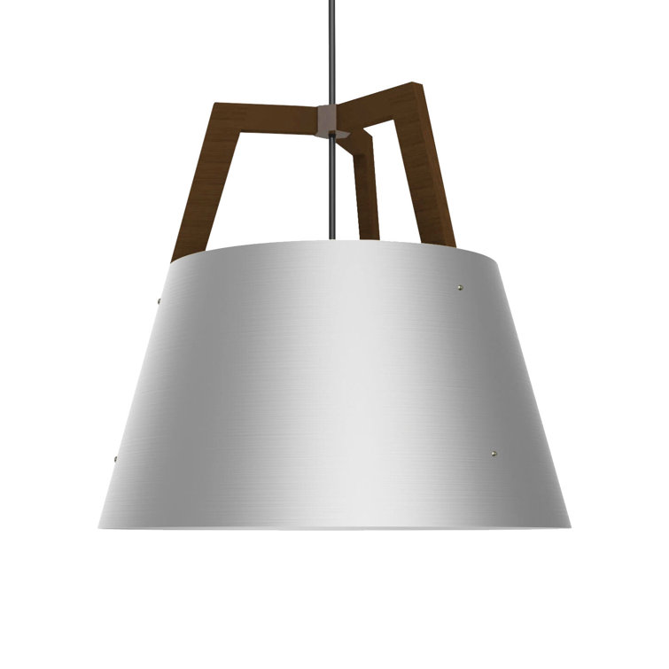 Eco-Friendly Distressed Brass & Walnut 22" LED Pendant Light