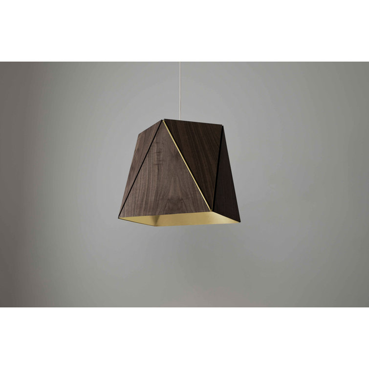 Calx 19 Brushed Brass & Dark Stained Walnut Geometric Pendant