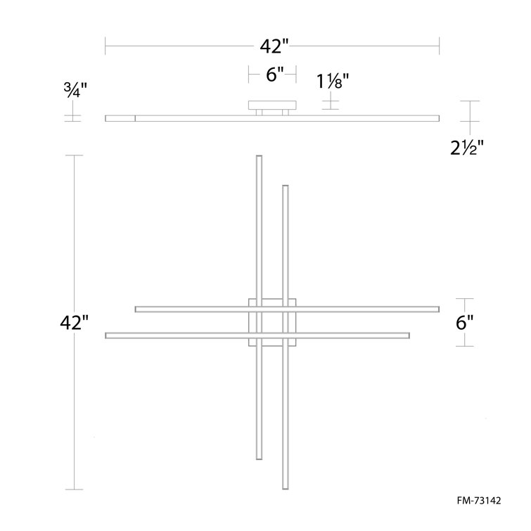 42" Black Glass LED Flush Mount Ceiling Light