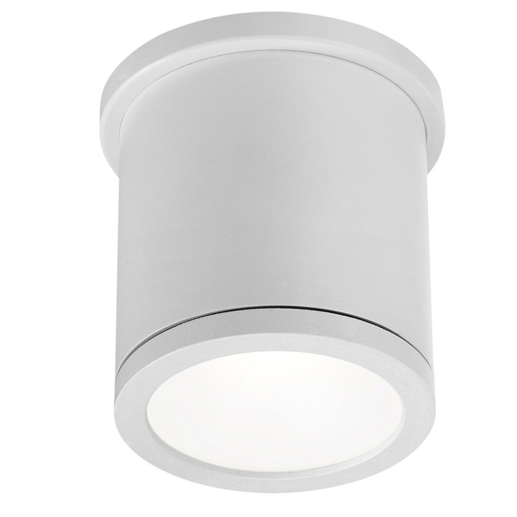 Sleek Cylindrical White Aluminum LED Flush Mount Light, Energy Star
