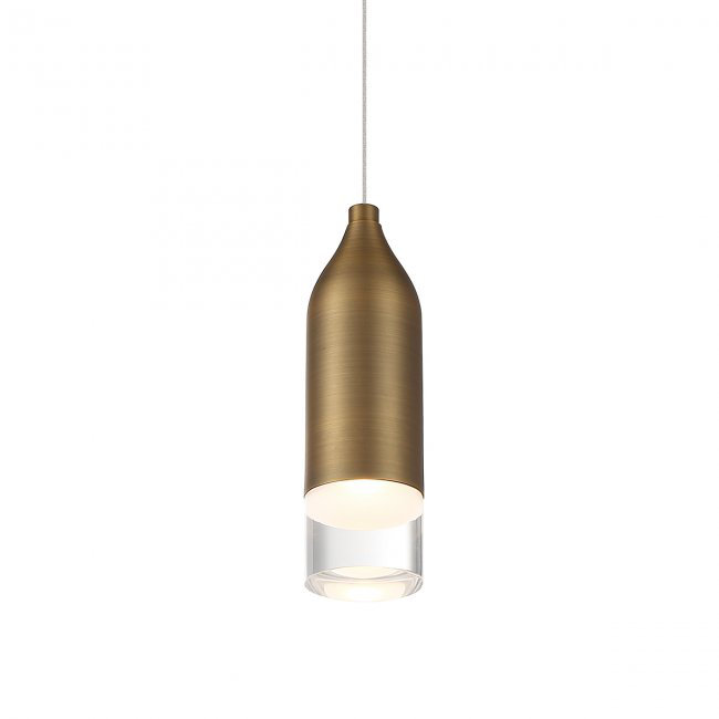 Aged Brass Mini LED Pendant Light with Glass Shade