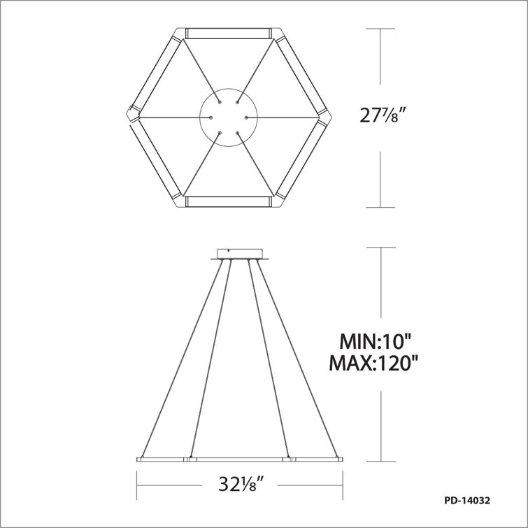 Black Hexagonal 6-Light LED Pendant with Glass Diffuser