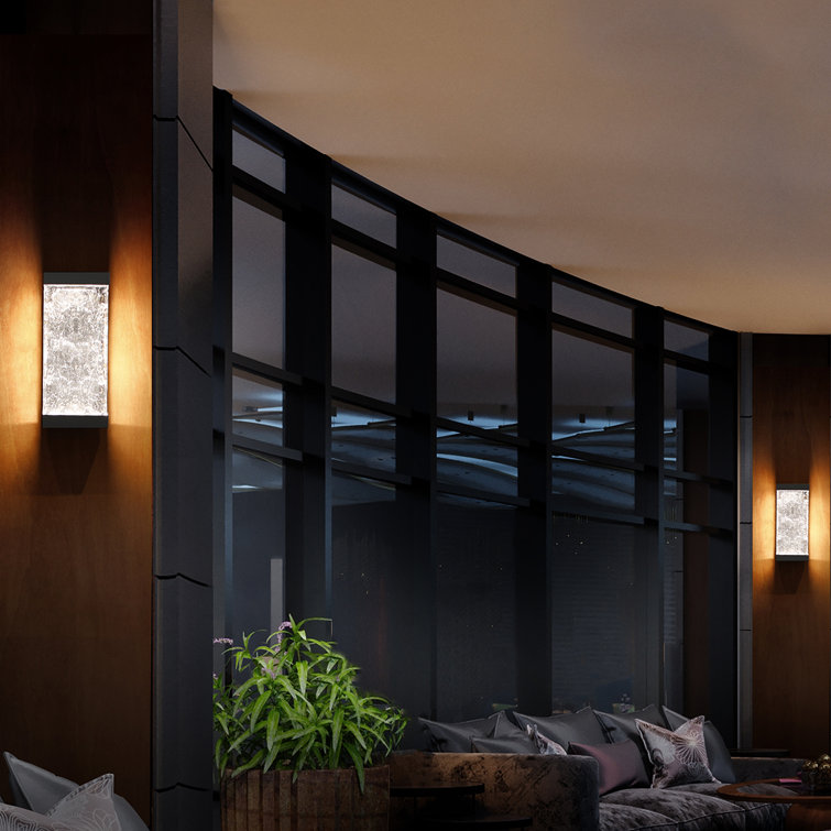 Fusion 14" Black Glass LED Outdoor Wall Light