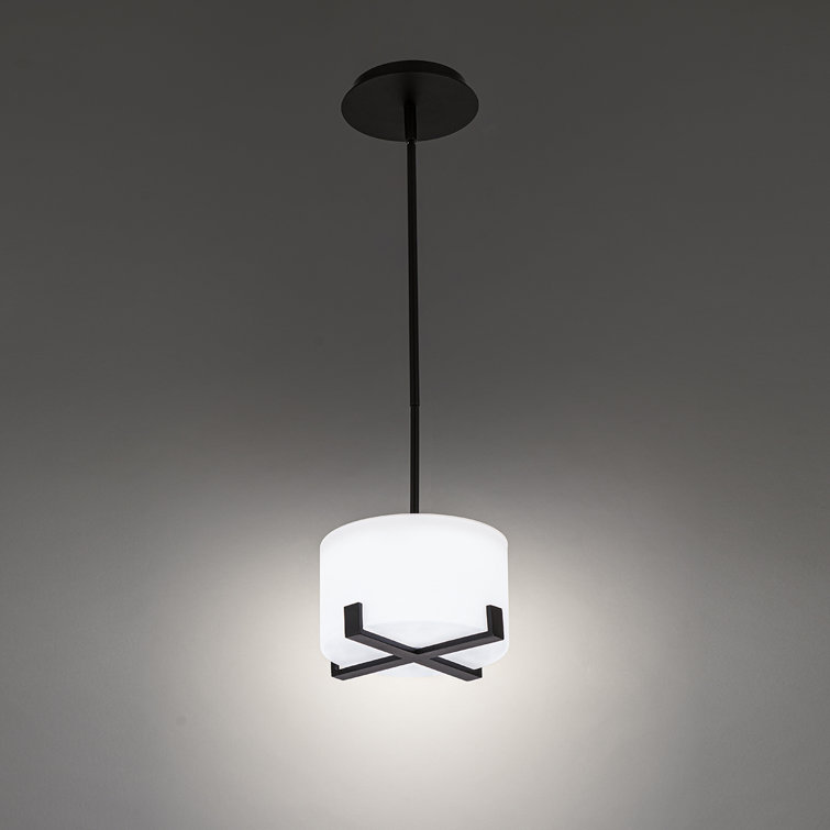 Laurel Mini 1-Light LED Black Outdoor/Indoor Pendant with Opal Glass