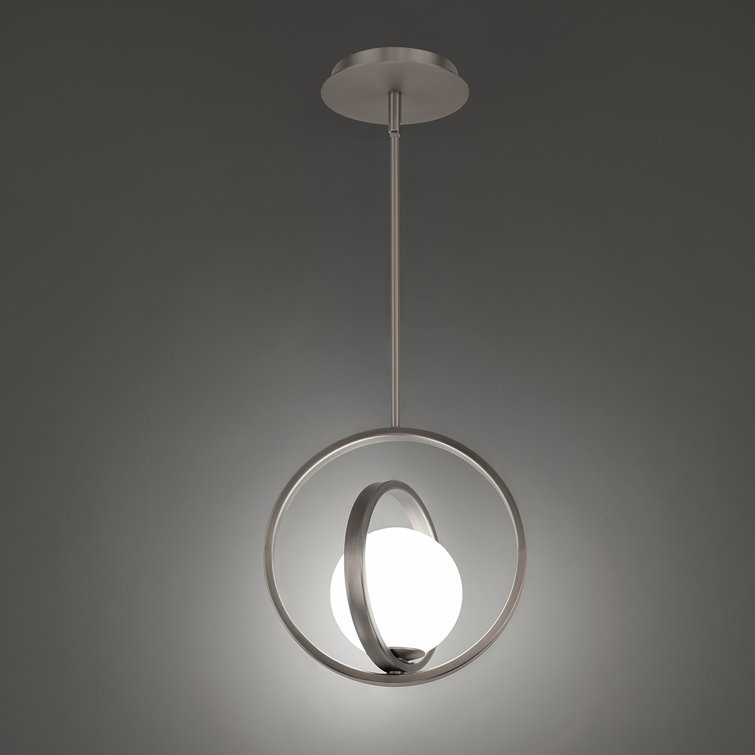 Ellington Mini Globe 10" LED Pendant in Brushed Nickel with Opal Glass