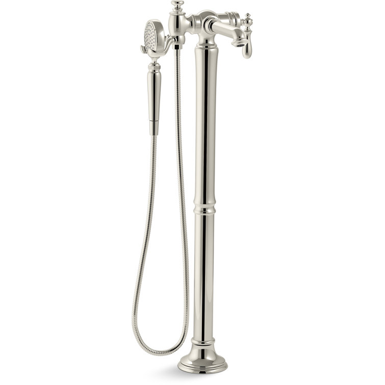 Polished Nickel Freestanding Tub Faucet with Hand Shower