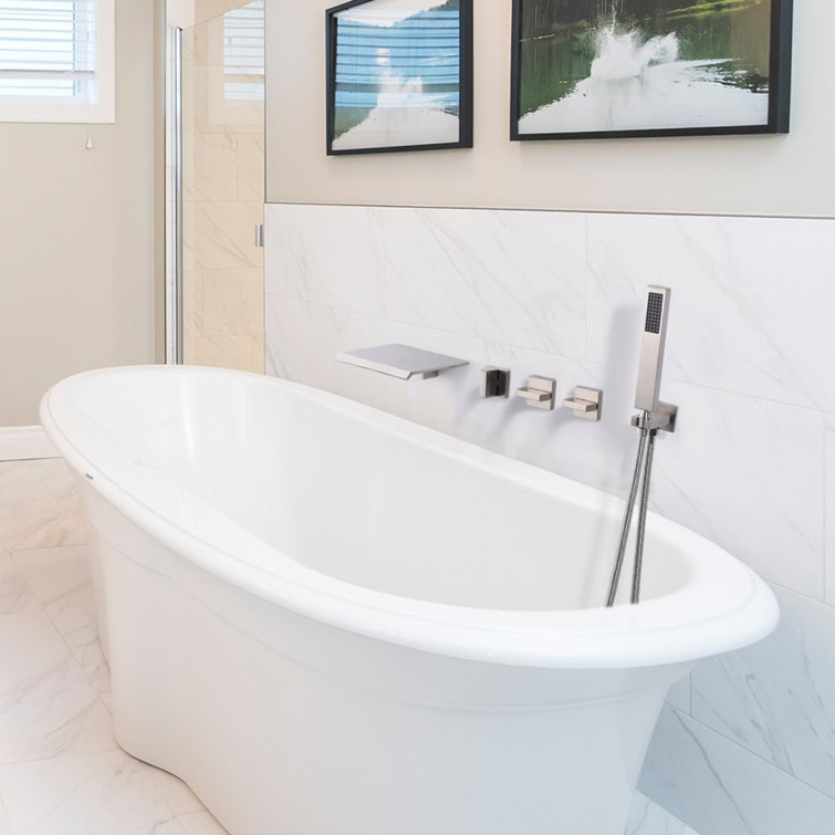 Brushed Nickel Wall Mount Tub Faucet with Hand Shower