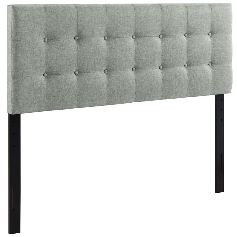 Gray Tufted Upholstered Full Headboard with Button Accents