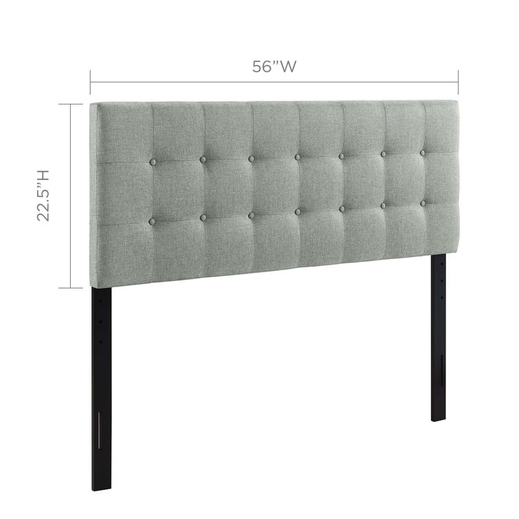 Gray Tufted Upholstered Full Headboard with Button Accents