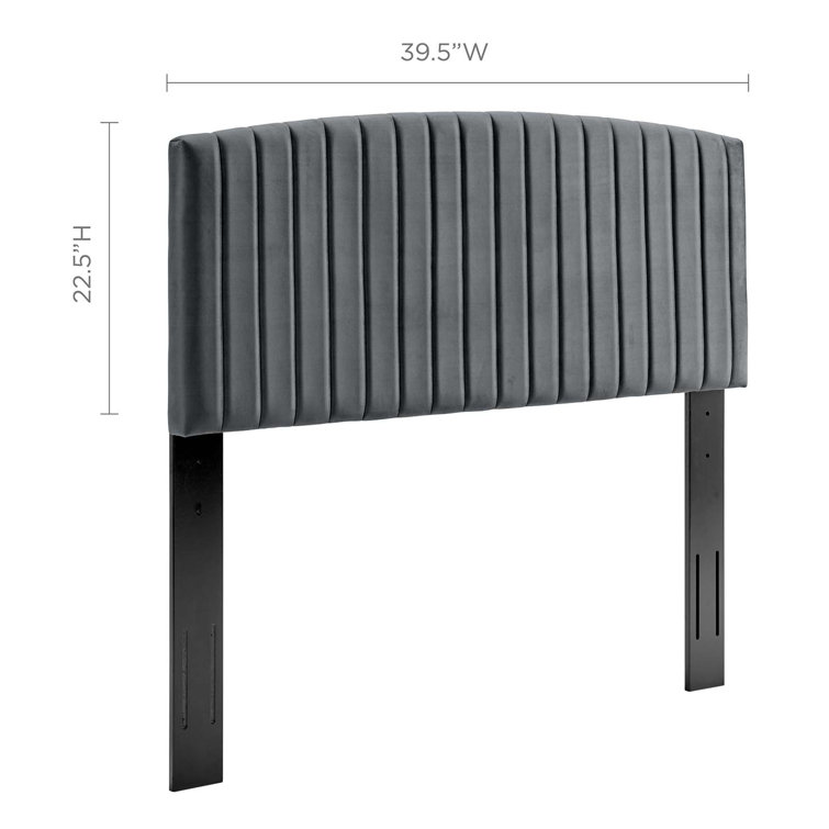 Charcoal Twin Upholstered Tufted Velvet Headboard