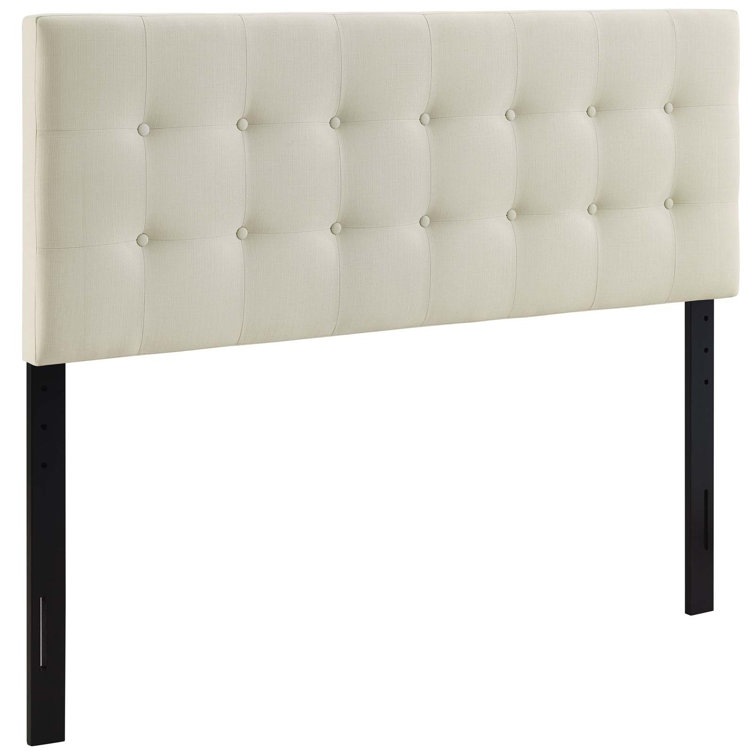 Emily Ivory Tufted Full Upholstered Fabric Headboard